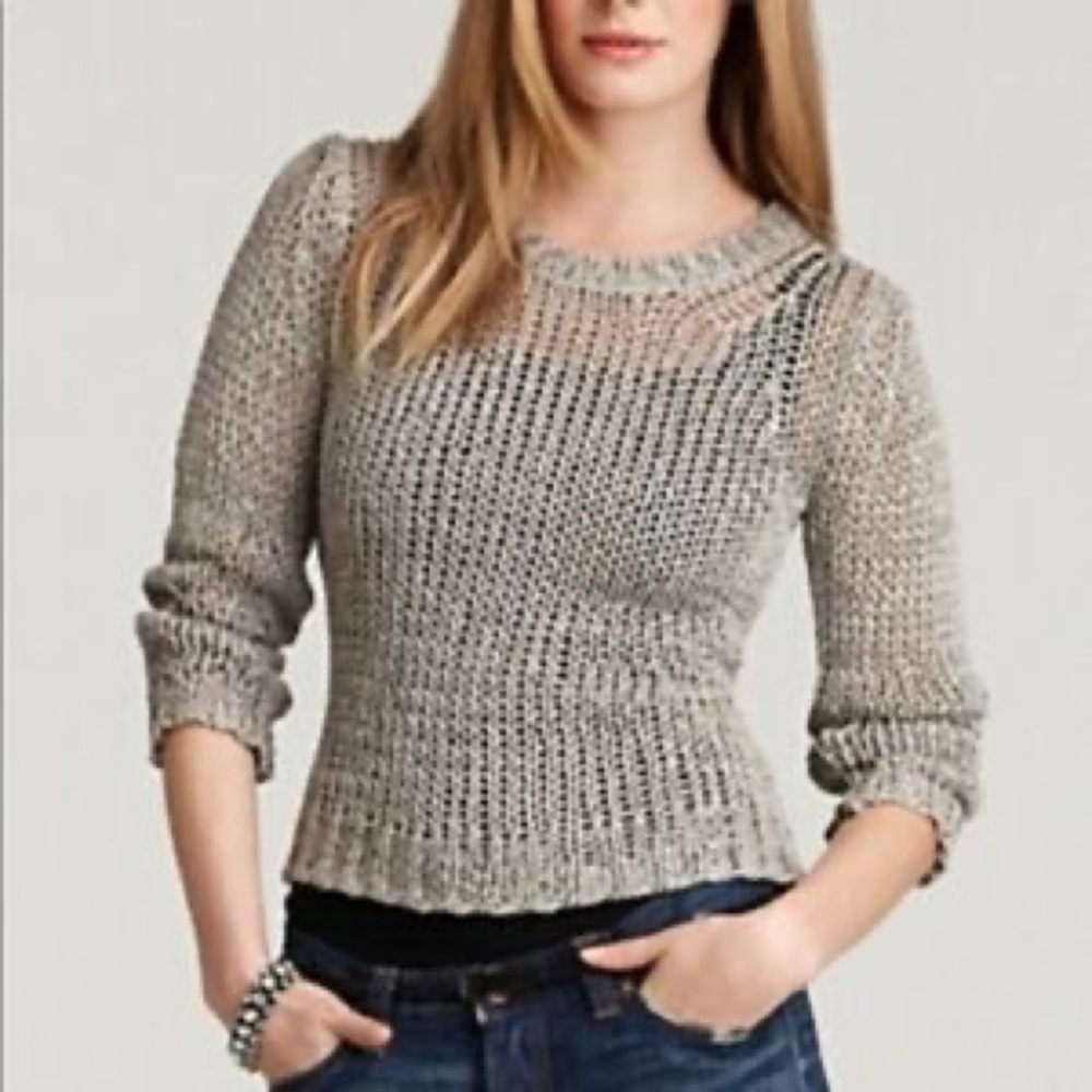 Theory Shirlyn Space Open Knit Grey Sweater